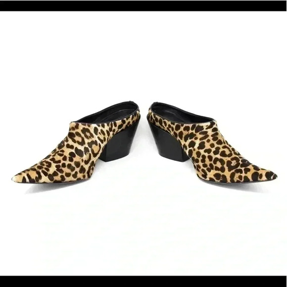 Haider Ackermann Leopard Print Pointed Mules Size 38 Block‎ Wedge Leather Heel - Picture 6 of 7